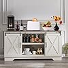 Farmhouse coffee bar cabinet 60 wine bar cabinet with adjustable shelves sliding barn door sideboard buffet cabinet 31 tall wood cupboard liquor pantry for kitchendining roomliving room  urban country home decor