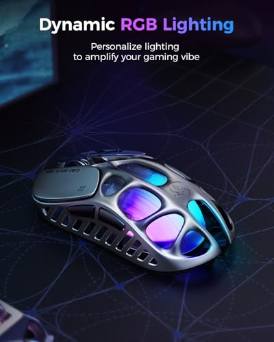 Image of GravaStar Mercury X Wireless Gaming Mouse - 32,000 DPI PAW 3950 Sensor, 1000Hz Polling Rate, Only 49g, Magnesium Alloy Hollow Frame, RGB Lighting, 5 Programmable Buttons