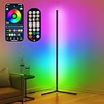 riyo Led Floor Lamp, RGB Corner Floor Lamp with APP and Remote Control, 16 Million Colors & 68+ Scene Color Changing Ambience Light with Music Sync for Living Room, Bedroom, Gaming Room Decor