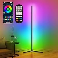 riyo LED Stehlampe, Stehlampe Wohnzimmer mit APP-Steuerung und Fernbedienung, RGB-Ecklampe mit 16 Millionen Farben und 68+ Szenen. Farbwechsel-Umgebungslicht mit Musiksynchronisation