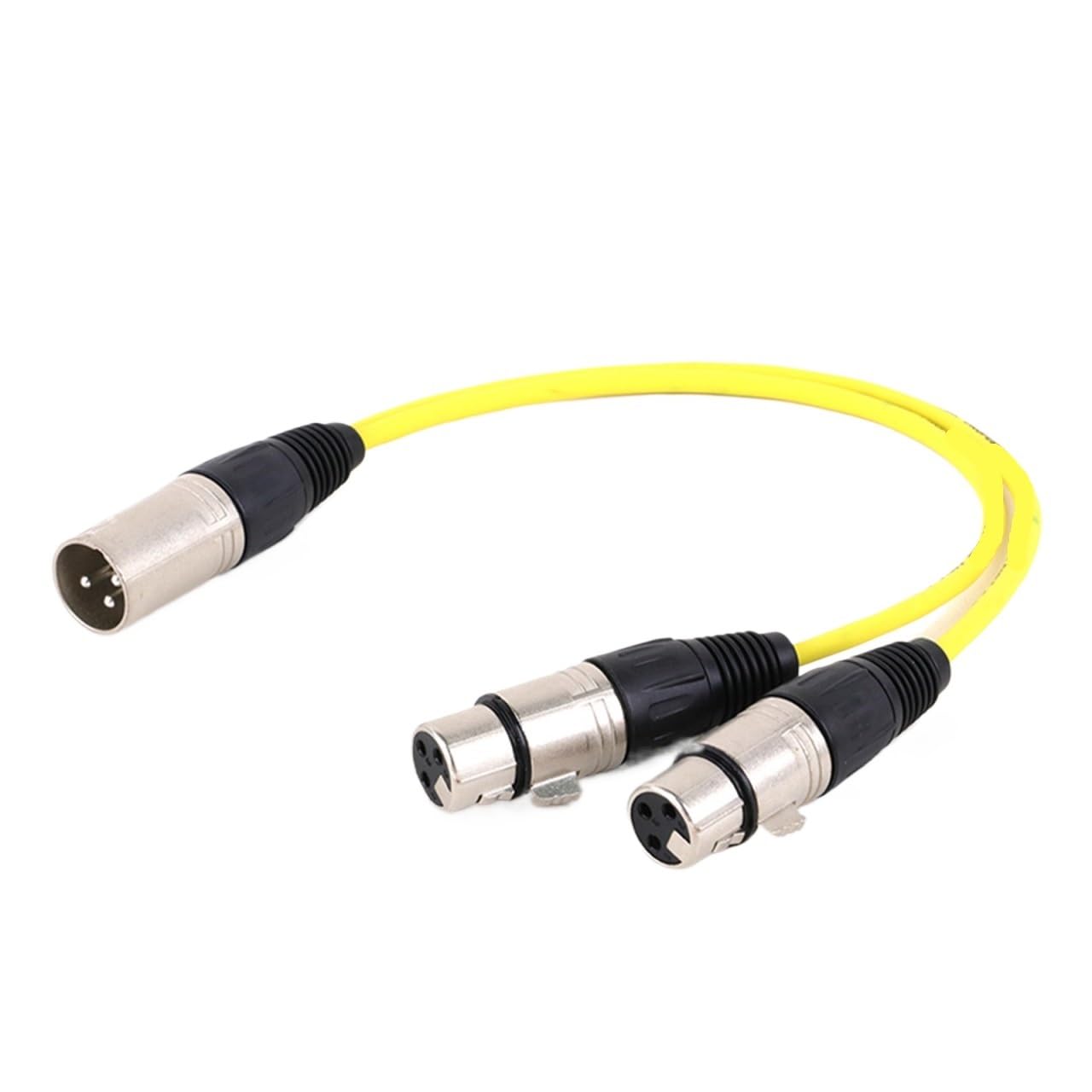 1 cavo sdoppiatore bilanciato XLR a Y per microfono, 3 pin, 1 maschio Ja-ck a 2 femmina XLR, cavo a Y, 30 cm, 0,5 m, 1 m, 2 m, 300 cm, 5 m (giallo-SL, 1 m)