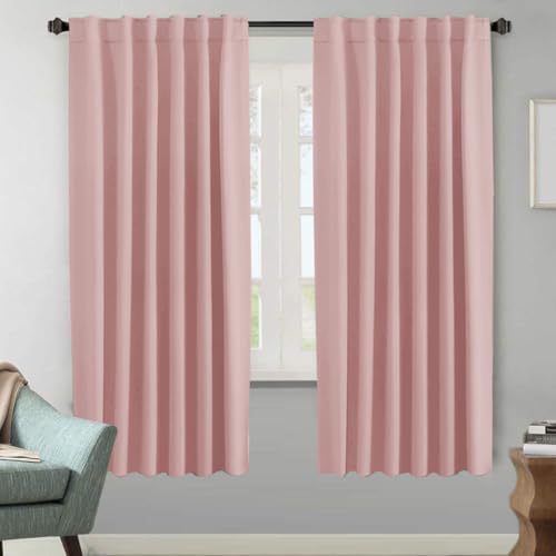 Image of H.VERSAILTEX Blackout Curtains Thermal Insulated Window Treatment Panels Room Darkening Blackout Drapes for Living Room Back Tab /Rod Pocket Bedroom Draperies (2 Panels, Baby Pink, 52 x 72 Inch)