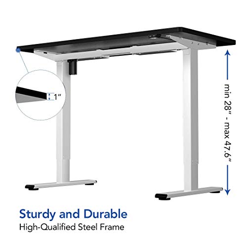Flexispot Ec1 Electric Standing Desk Whole Piece 48 X 30 Inch Desktop Adjustable Height Desk Home Office Computer Laptop Workstation Sit Stand Up Desk (White Frame + 48" Black Top, 2 Packages) #TOP1