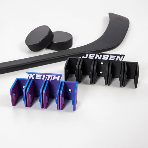 idooodle Personalized 3D Print Hockey Stick Holder, Custom Text 2-5 Sticks Wall Mount Holder 13 Colors Option Gift for Hockey Lover
