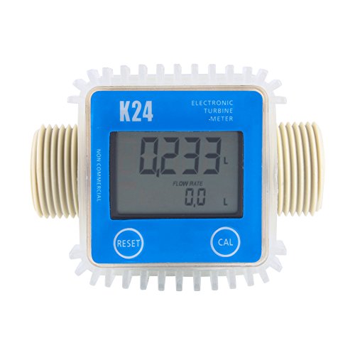 Turbine Meter, Professional K24 LCD Electrical Turbine Digital Gas Meter Widely Used for Industrial Chemicals Liquid Water,Length 103MM
