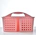 ALINK Plastic Shower Caddy Basket with Compartments, Portable Divided Cleaning Supply Storage Organizer with Handle for College Dorm Bathroom - Pink
