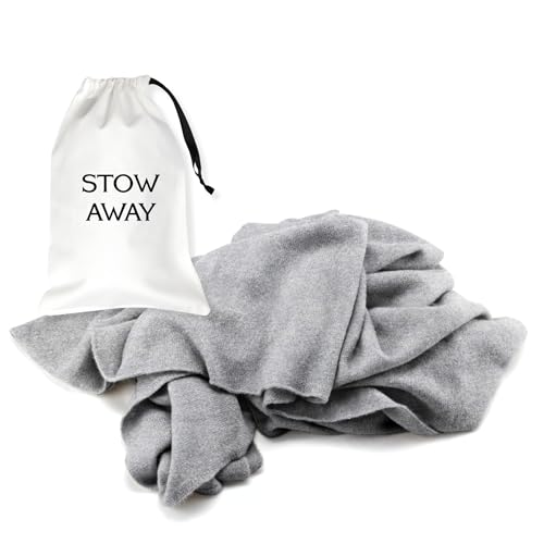 Jet&Bo 100% Pure Cashmere Lightweight Travel Wrap, Shawl & Scarf Gray, Storage Bag + Gift Box