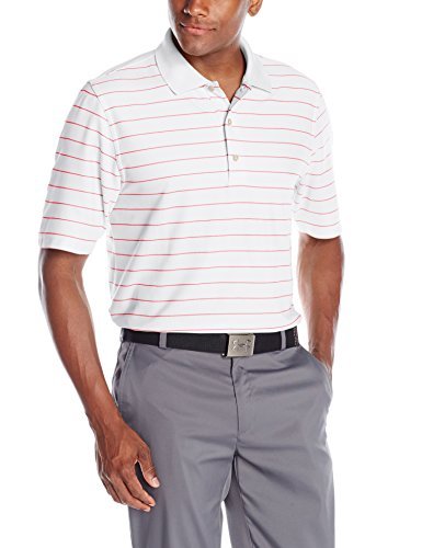 Greg Norman Collection Men's Protek Micro Pique Stripe Polo Shirt, White/Bulls Eye, 4X-Large