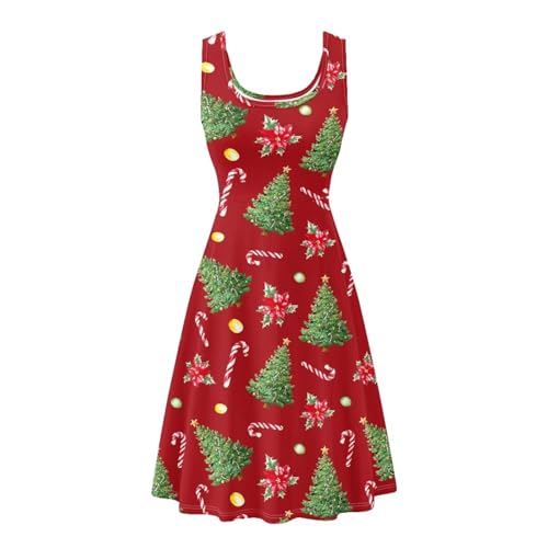 Image of Women's Casual Loose Sundress Midi Sleeveless Crewneck Dress Summer Beach Tank Dress with Pockets