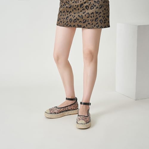 Mary Jane Espadrilles for Women Round Toe Ribbon Ballet Flat Espadrille Platform Sole Flats Comfortable Dress Shoes4