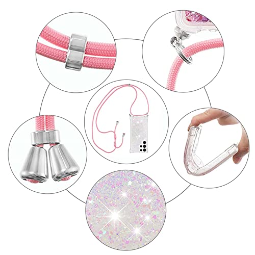 Ephoou Phone Case Compatible With Samsung Galaxy S23 Ultra,Glitter Quicksand Liquid Clear Soft Tpu Silicone With Adjustable Lanyard Neck Strap Women Case Cover For Galaxy S23 Ultra Lsgs-Colorful #TOP5