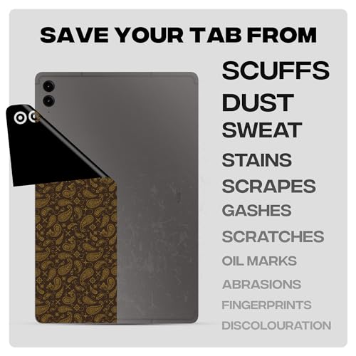 Image of Capes Tablet Skins Compatible with Samsung Galaxy Tab S9 FE Plus | Ultra-Thin Protective Film | Anti-Scratch Vinyl Decal Skin | Not Case /Cover (Brown Paisley, Back Skin)
