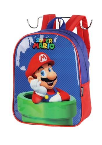 Mochila Costas Escolar Infantil Super Mario Bros Licenciada - Azul