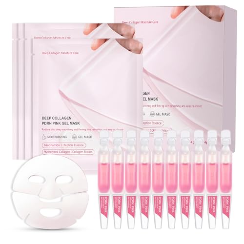 PDRN Pink Peptide Serum Ampoule & PDRN Pink Collagen Jelly Gel Mask: Intense Hydration Korean Glass Skin Face Mask For Dull & Uneven Skin – Travel-Friendly Korean Skincare Set