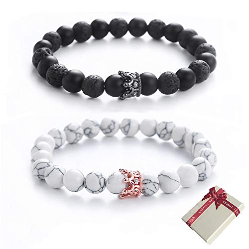 Shuxy Couples Bracelet Matching Bracelet Sets Pair Bracelet 8mm Beads Bracelet Distance Bracelets