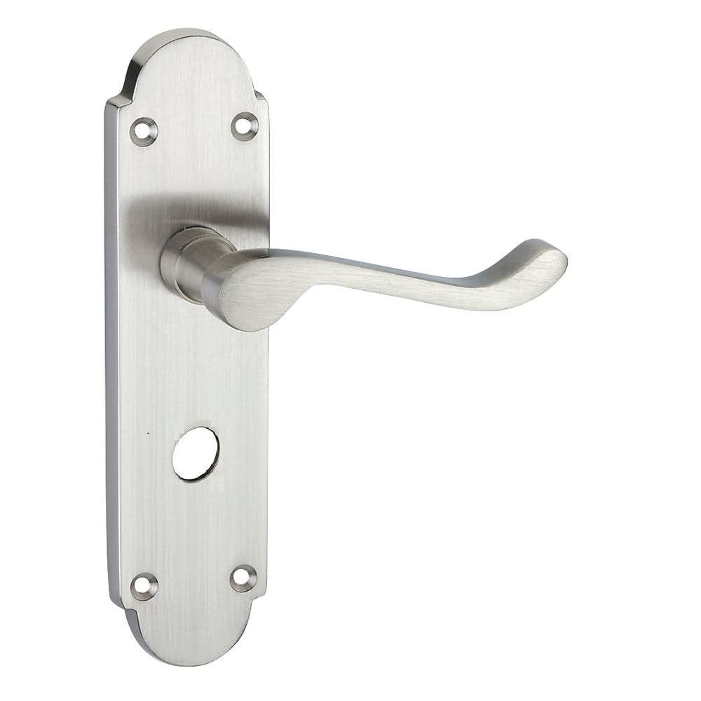 Designer Levers Brora Satin Nickel Lever on Backplate Bathroom Door Handle Pair 170mm x 43mm 8029SN