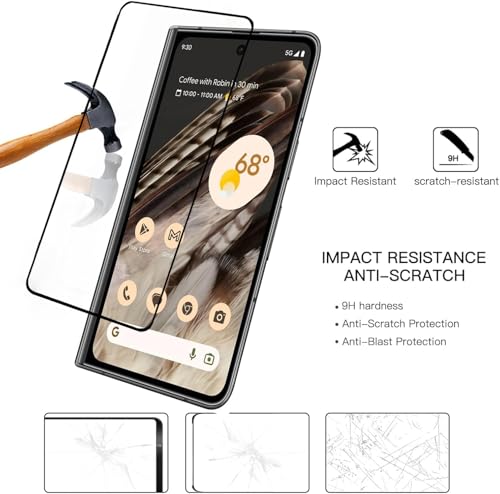 Image of 2 Pack Screen Protector for Goo-gle Pixel Fold 2023, 2 Tempered Glass Screen Protector,Case Friendly,Scratch Resistant,HD-Clear,Clear Black