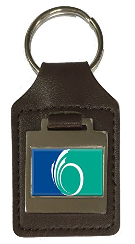 Porte-clés en cuir gravé Canada Ottawa en cuir véritable de vachette marron