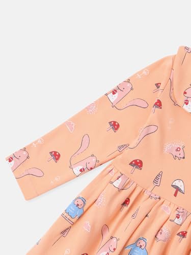 Image of Nautinati Baby Girls 100% Cotton Peterpan Collar Printed Dress | Age 0-3 Years