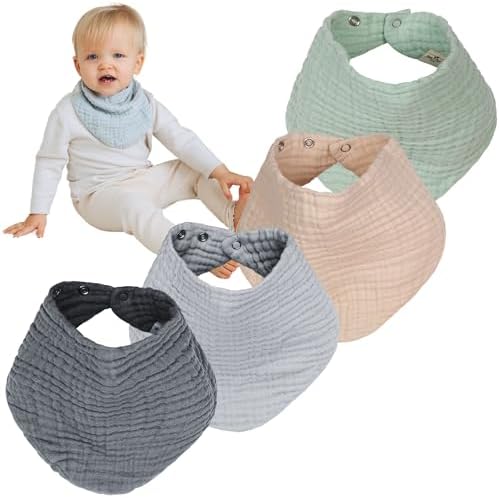 SHENGLU-Bavoir Bandana Lot De 4 PCS 100% Coton Doux Et Absorbants