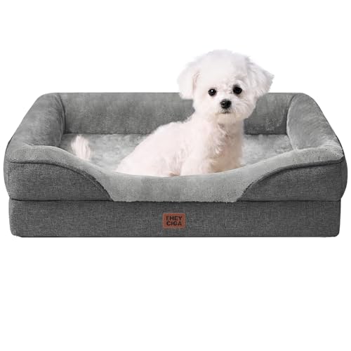 EHEYCIGA 犬 ベッド ペット 犬用ベッド 洗える 防水 猫 ベッド 高反発 S 小型犬 中型犬 クッション 取り外せるカバー 滑り止め （グレー, 61x45x15cm）