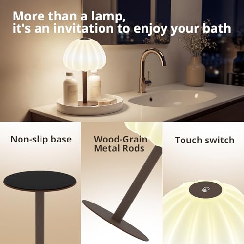 Image of Hifree Rechargeable Waterproof Shower Lamp, IP65 Cordless Touch Dimmable Small Desk Light for Inside Shower, 4500mAh Battery Operated Color Changing Table Lamp for Bathroom, Bedroom, Outdoor