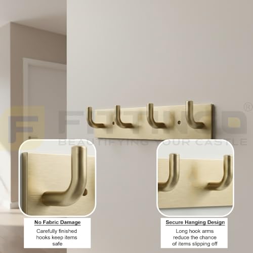 Image of Stainless Steel 4 Hook Cloth Hanger for Door /Dress Hanger Wall Mount /Bathroom Hooks for Hanging Clothes (Antique) Pack of 1-| 3 Years Warranty |