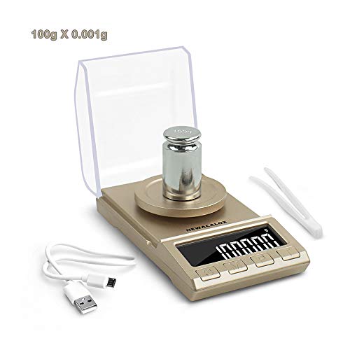 NEWACALOX Digital Milligram Jewelry Scale 100 x 0.001g,High Precision Portable Multifunction Lab Reload