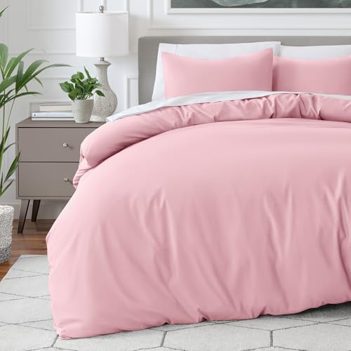 Bare Home Duvet Cover Set Super King Size - Premium 1800 Ultra-Soft Duvet Cover Set - Lightweight - Cooling Duvet Cover - Bed Duvet Cover with 2 Pillowcases (Super King, Light Pink)