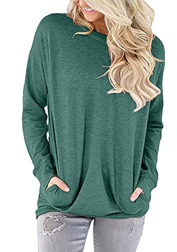 ONLYSHE Womens Crewneck Sweatshirt Casual Loose Fitting Tops Long Sleeve T Shirt