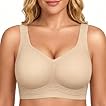 KeepMyself Women Supportive Wireless Bra Push Up Full Coverage Seamless Bra Comfortable No Underwire Everyday Bra with Padded Nude X