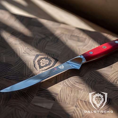 Dalstrong Boning Knife - 6 Inch - Shogun Series - Japanese Aus-10V Super Steel Kitchen Knife - Vacuum - Crimson Red Abs Handle - Fillet Knife - Meat Cutting, Carving, Trimming - Razor Sharp - W/Sheath #TOP5