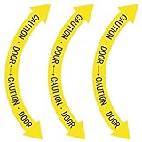 Sintuff 3 Pack Caution Door Floor Sign with Bidirectional Arrow Anti Slip Adhesive Safety Sign High Visibility Caution Door Floor Decal for Indoor Outdoor Use, 36 x 36 Inches