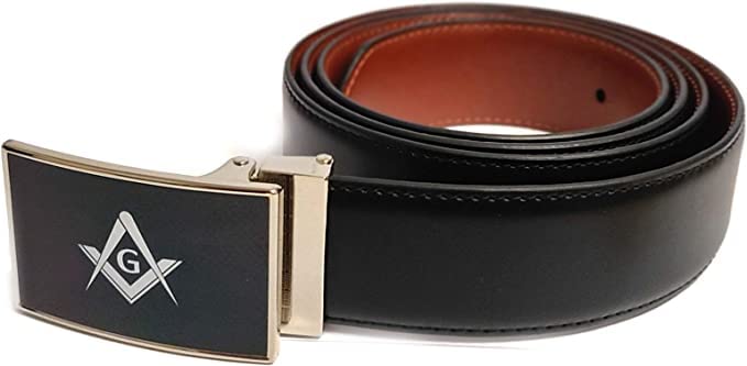 Masonic Men's Belt - Men's Reversible Belt in Black and Tan Colors - Belt for Waist Size 40" & Under - Reversible Casual Men's Belt for Any Occasion - Stainless Steel Buckle with Freemasonry Symbol2