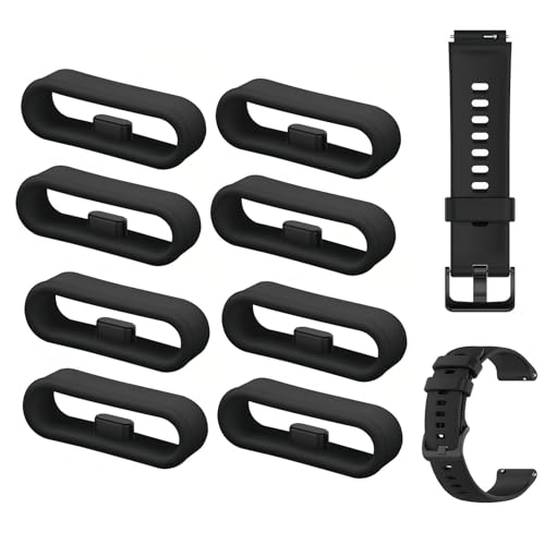 8 Piezas Retenedor Correa Reloj, 20mm Soporte para Correa de Reloj Trabilla Reloj Silicona Anillos de Silicona de Sujeción de Reloj para Vivoactive 3 Forerunner 945 235 245 Venu Vivomove 3 Fenix 6S