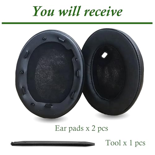 Repuesto de Almohadillas para Sony WH-1000XM4, Cojines de Cuero de Proteína con Espuma de Memoria, Almohadillas de Aislamiento de Ruido para Auriculares, Almohadillas Cómodas para Sony XM4 (Negro) miniatura 6