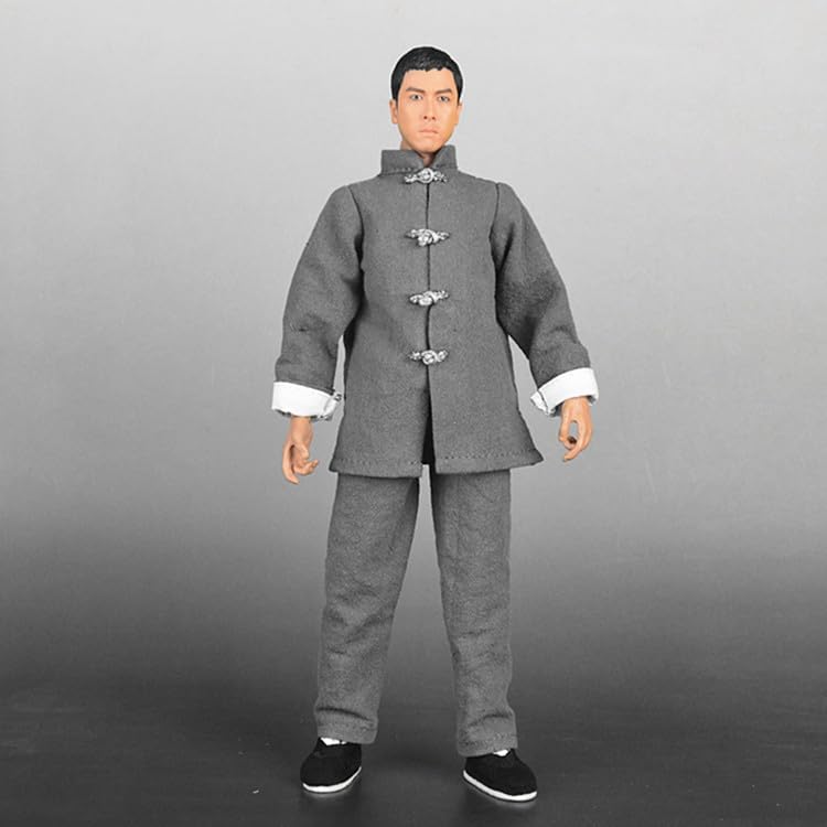 1/6 Scale Male Clothes,Male Robe Shirt Pants Clothes Set Chinese Kung Fu Clothing for 12inch Male Soldier Action Figure Body (Gray Shirt+Pant)