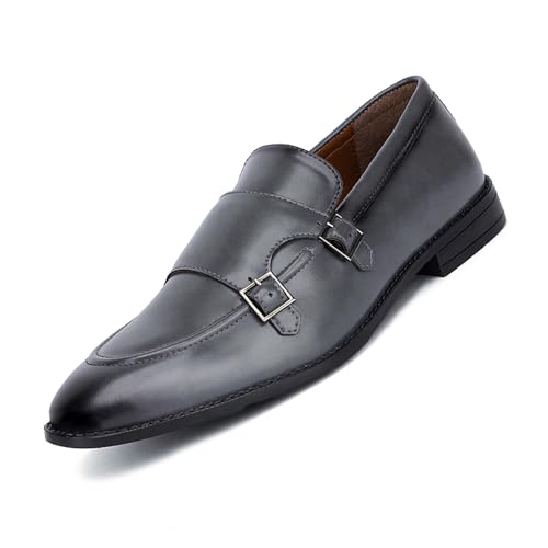 Image of LOUIS STITCH Double Monk Strap Shoes for Men | Slip-on Monk Style | Office Shoes for Men | Formal Shoe for Men Ideal for Business, Casual, Parties (LSRG FMBB)