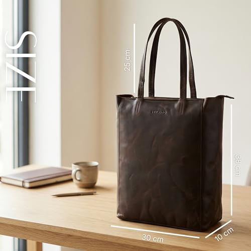 Sac femme grand cuir noir Estella cabas ordinateur 16 pouces et DIN A4