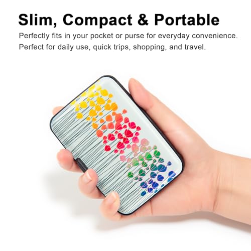 Image of Credit Card Holder, Metal Card Wallet RFID Blocking Mini Slim Aluminum Business Hard Card Case for Women Men (Colorful Flowers)