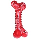 WenX Juguetes para perros para masticar, juguete indestructible, limpieza dental, juguete interactivo para perros pequeños y medianos (rojo)