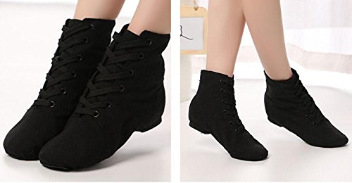 Missfiona MFWJAZZ6_A41 Womens Canvas Over The Ankle Jazz Dance Boots Lace-Up Ballroom Modern Dance Shoes thumb #1