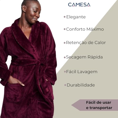 Roupão Microfibra Camesa Inverno Frio Unissex Cores Original (BR, Alfa, G, Regular, Regular, Roxo)