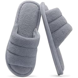 shevalues Terry Cloth Open Toe Slippers for Women Memory Foam House Shoes | Breathable Comfort for Daily Indoor Wear