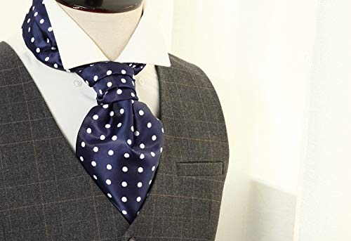 HISDERN Ascot Tie Mens Formal Cravat Ties Floral Paisley Polka Dot Jacquard Self Ascots Cravat Scarf Wedding Party - Thumbnail 2