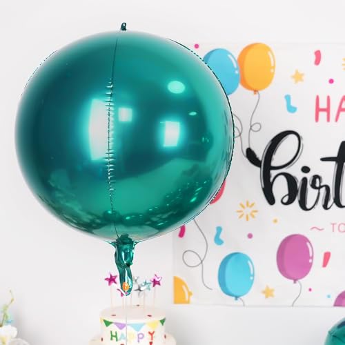 Image of 12PCS Dark Green Round Foil Balloons 22 inch 15 inch 10 inch Large Mylar Balloons | Shiny Green 4D Ball Balloons for Birthday Party, Graduation, Wedding, Christmas, New Year, Disco Prom Party Decorations