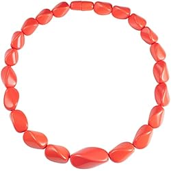 ZAVANA Collar Mujer de 55 cm de Largo, Collar Naranja Coral Hecho a Mano, Estilo Bohemio, Collar Grueso para Mujer, con Eslabones Torcidos en Resina Naranja Coral, Bisteria para Mujer