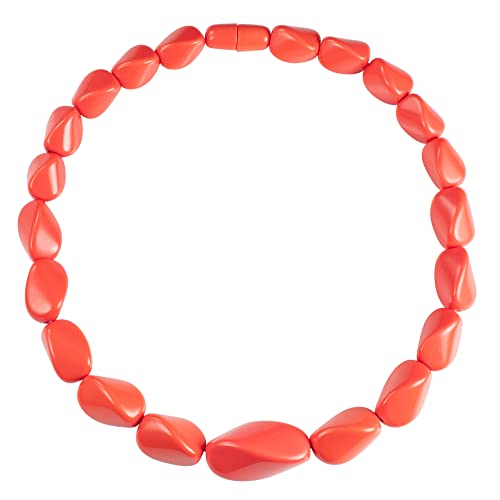 ZAVANA Collar Mujer de 55 cm de Largo, Collar Naranja Coral Hecho a Mano, Estilo Bohemio, Collar Grueso para Mujer, con Eslabones Torcidos en Resina Naranja Coral, Bisteria para Mujer