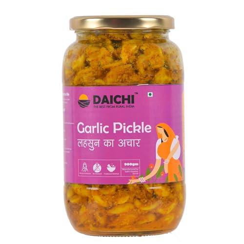 Image of Daichi - Garlic Pickle | Crafted with love by women artisans | Sun cured | Cold-pressed mustard oil | In-house spices | No Preservatives 1kg (Pack of 2)