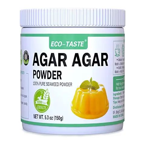 Agar Agar Powder 1000 Strength, 100% Natural Seaweed, Vegan Gelatin Substitute, Gluten-free, Non-GMO, Planted-Based, Unflavored, 5.3 oz (150g) Cover